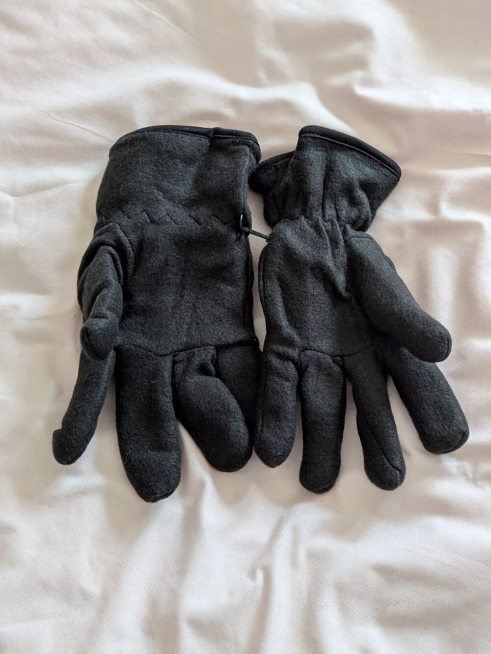 Black Fleece Winter Gloves Cinch Wrist